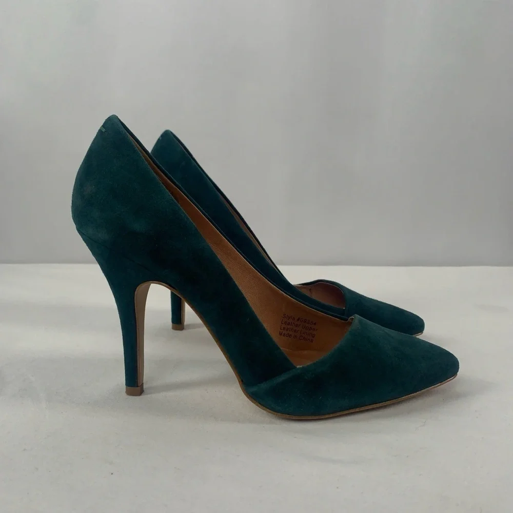 Madewell The Mira‎ Suede Point Toe Heels in Green Size 6